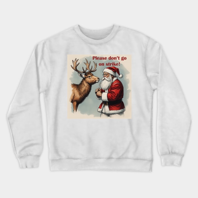 Santa Clause and Reindeer Crewneck Sweatshirt by Ruggeri Collection